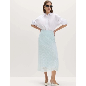 Marks & Spencer Миди пола с А-силует, дантела и висок дял на памук Marks & Spencer синя Marks & Spencer | Sin | ЖЕНИ | 14 REG