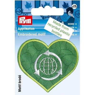 PRYM Nášivka recyklovaná, srdce, nažehľovacia, zelená