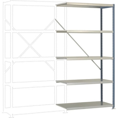 Manuflex RP1117.0001 Zásuvný policový diel Planoflex s 5 policami, (š x v x h) 97 x 2 x 30 cm, ocel, kovová podlaha, siv