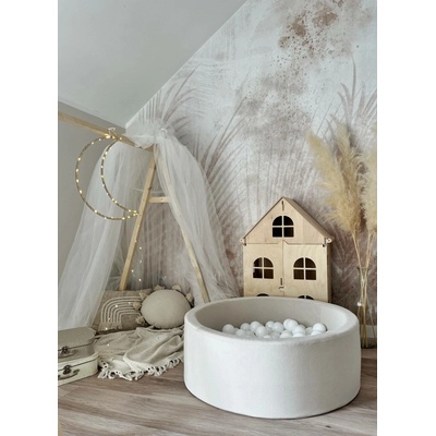 Trinity Velvet Velurový suchý bazének s míčky krémový 90 x 30 cm + 200 míčků