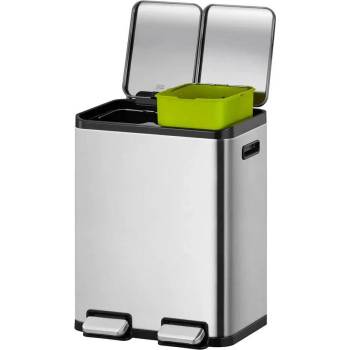 Image 1 of EKO 2 х 30 л кош за разделно събиране на отпадъци с 2 педала матиран инокс EKO от серия ECOCASA (EKO912960Matts/s)