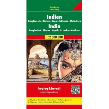Freytag & Berndt Autokarte Indien Bangladesch Bhutan Nepal Sri Lanka Malediven. India / Inde