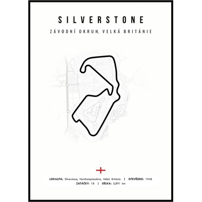 Jen tak z lásky Plakát Závodní okruhy Rozměr plakátu: 21 x 29,7 cm (A4), Závodní okruh: Silverstone, Barevná varianta: Bílá