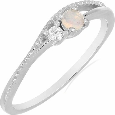Nefertitis Prsten stříbrný s etiopským opálem a zirkonem 031121 ETOP