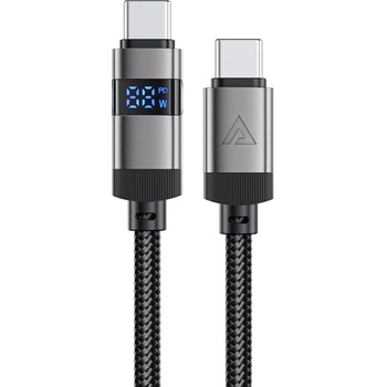 ACEFAST USB-C to USB-C Cable with LED Display 66W - USB-C към USB-C кабел за устройства с USB-C порт (120 см) (черен) (C15-03)
