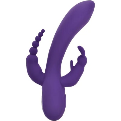 Passion labs Мултифункционален секс вибратор с анална приставка "triple rabbit purple" 15 см