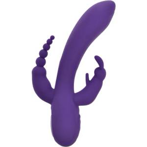 Passion labs Мултифункционален секс вибратор с анална приставка "triple rabbit purple" 15 см