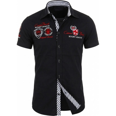Carisma pánská košile krátký rukáv slim fit 9002 černá