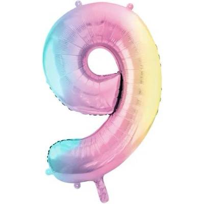 Party Deco Фолиев Балон Цифри Пастелна Дъга 86 см - 9 (fb1m-9-000p)