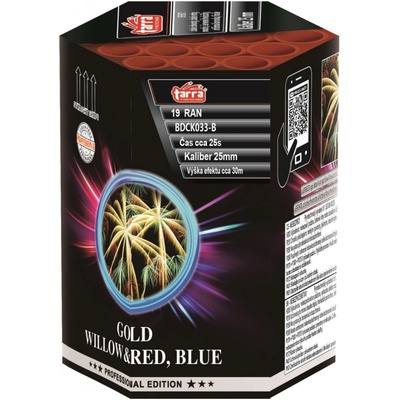 Ohňostroj GOLD WILLOW&amp;RED, BLUE 19 ran 8 1 Čína BDCK033-B