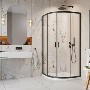 Radaway Комплект душ кабина Alienta Black A 90x90 см, бяло душ корито Rodos A Compact и черен сифон за душ корито (202402)