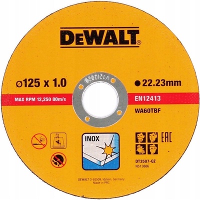 Řezný kotouč na kov 125x1,0 INOX DeWalt DT3507-QZ PLECHOVKA - 10 Ks