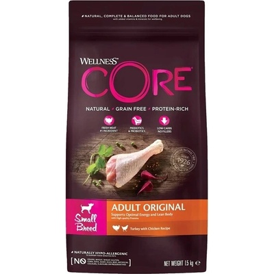 Wellness Core Small Breed Original pro dospělé psy malých plemen s krůta masem 1,5 kg