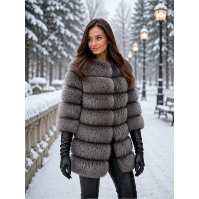 Max Original Leather Dámsky kožuch líška RAINETTE LG. dark grey