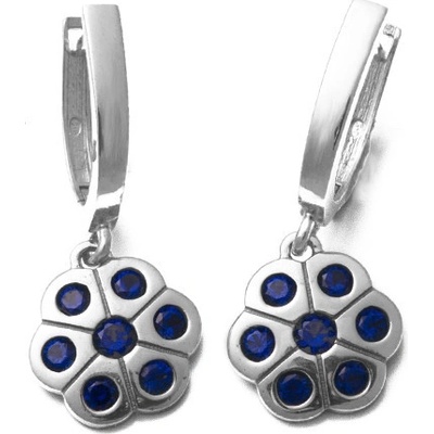 Zlatnictví zlatíčko zlaté náušnice kytičky se syntetickými safíry 080.00002