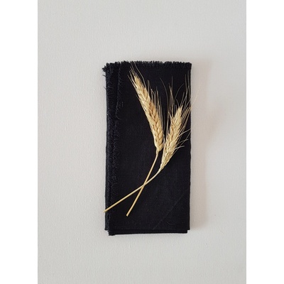 Linen Tales Ľanový obrúsok Fringes Black 40x40cm 2ks