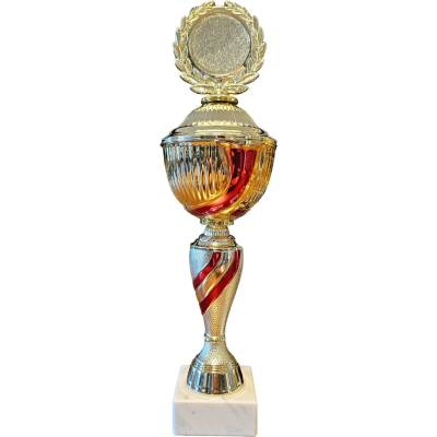 Kovový pohár s poklicí Zlato-červený 33,5 cm