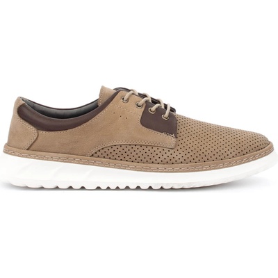 Мъжки обувки с перфорация бежов набук