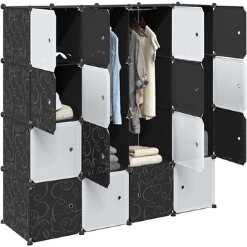 vidaXL Органайзер за съхранение на кубчета с 16кубчета и висящи пръчки (4019584)