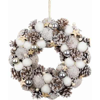 MagicHome Veniec na dvere prírodný s hviezdičkami 35 x 9 cm