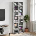 vidaXL Кабинет за CD Бетонно сиво 65 x 23, 5 x 175 см (8012661)