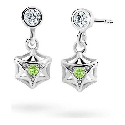 Danfil dětské náušnice C2209 z bílého zlata s kamínkem Peridot Green zapínání balónek
