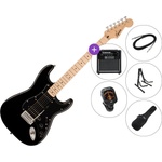 Squier Sonic Stratocaster HSS MN Premium SET Black Електрическа китара