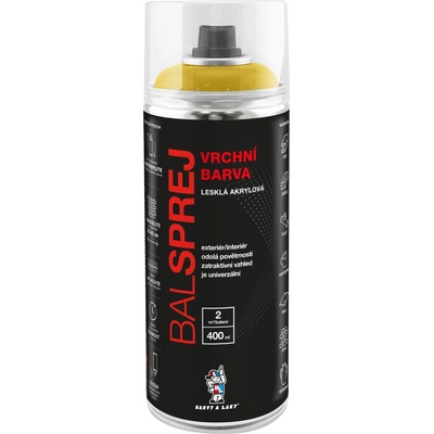 Balsprej vrchní univerzální akrylová barva ve spreji RAL 1018 400 ml žlutá zinková