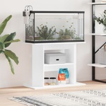 vidaXL Поставка за аквариум, бяла, 80x35x60 см, инженерно дърво (833575)