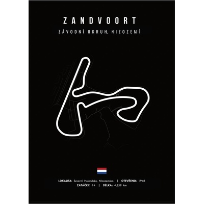 Jen tak z lásky Plakát Závodní okruhy Rozměr plakátu: 30 x 40 cm, Závodní okruh: Zandvoort, Barevná varianta: Černá
