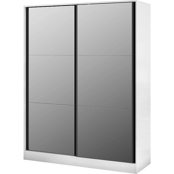 Мебели ДИМОВ Гардероб с плъзгащи огледални врати Калифорния МК4 бял гланц / бял мат / антик 160 см