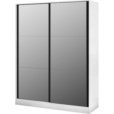 Мебели ДИМОВ Гардероб с плъзгащи огледални врати Калифорния МК4 бял гланц / бял мат / антик 160 см