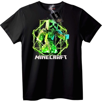 NOONEBRAND Тениска Minecraft Крийпър - 4XL, Black