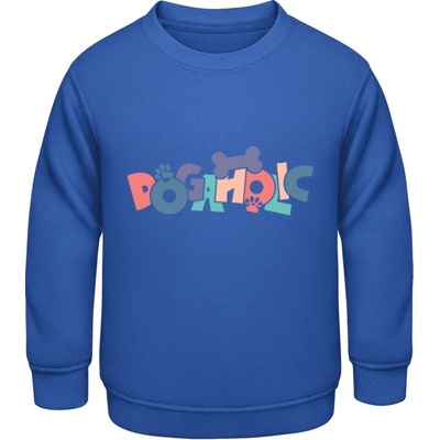 AWDis detská mikina Psí dizajn s nápisom DOGAHOLIC Blu reale