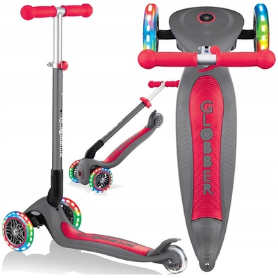 Globber Тротинетка Globber PRIMO FORDABLE LIGHTS червено/сива (50088)