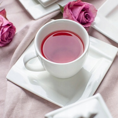 AMBITION KUBIKO BIELE Porcelánové šálky na kávu a čaj s tanierikmi 6 x 220 ml