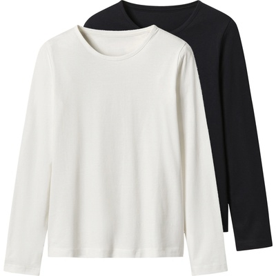 Esmara Kids dívčí triko s dlouhými rukávy 2 kusy černá/bílá – Zboží Dáma