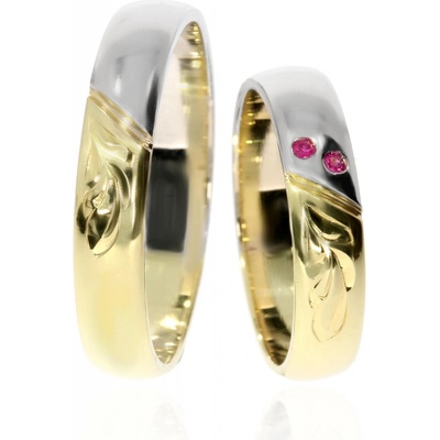 Zlatnictví Helios Zlaté snubní prsteny L 186 S Rubíny