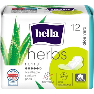 Bella Herbs sensitive дамски превръзки с алое вера 12 бр (BE-012-RW12-W03)