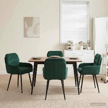 vidaXL Обедени столове 4 pcs Кадифе Тъмнозелено 59 x 59, 5 x 90 см (3428239)