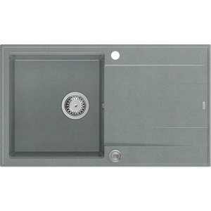 Quadron Unique Evan 111 сива - вградена композитна мивка от неръждаема стомана 86x50 см (HCQE8650U5_BS_P2O) Мивка за вграждане