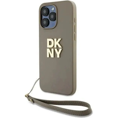 DKNY Кейс DKNY Wrist Strap Stock Logo за iPhone 15 Pro, бежов (3666339264895)