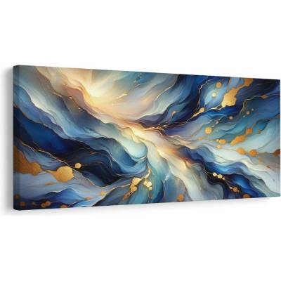 Obraz zlaté linie v modré hlubině - 120x60