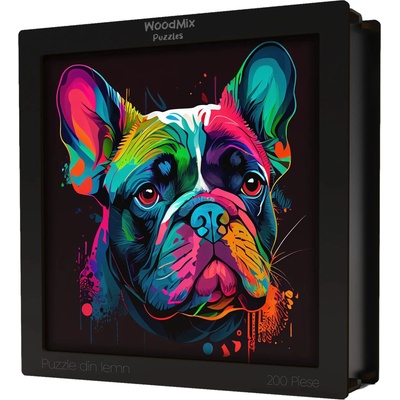 WoodMix Puzzles Дървен пъзел WoodMix, Кучета, 200 части - Френски булдог (WM-D-0008)