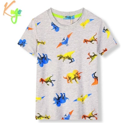 Kugo chlapecké tričko kr.r. HC9279 chlapecké tričko s dinosaury šedý melír