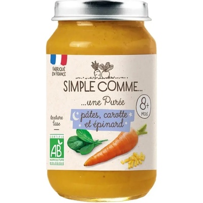 Simple Comme БИО Зеленчуково пюре "Лека нощ" Макарони, Морков и Спанак 200г