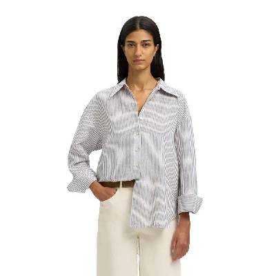 Риза с дълъг ръкав Selected Cleo Oversize Linen Blend long sleeve shirt - White (Bright White / Chocolate Chip)