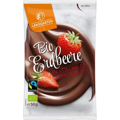 Landgarten Bio jahody v mléčné čokoládě 50 g