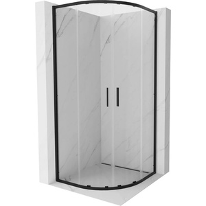 Mexen Exo-S Duo полукръгла плъзгаща се душ кабина 80 x 80 см, прозрачна, черна (8132-080-080-70-00)