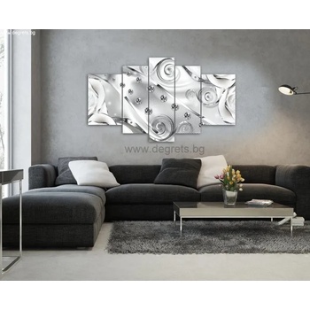 Image 1 of Картина Канава Бял флорален диамант 3d Сет 5 части